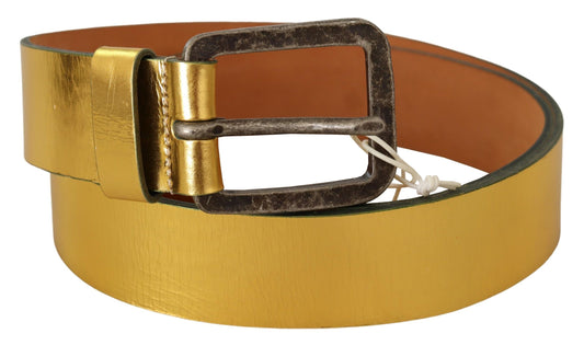 John Galliano Gold Genuine Leather Rustic Silver Buckle Waist Belt $607.00 John Galliano Luzworld