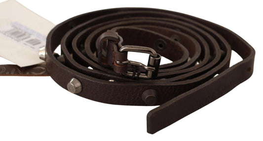 Costume National Brown Leather Silver Tone Buckle Belt $227.00 Costume National Luzworld