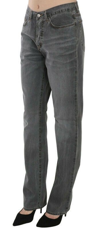 Just Cavalli Gray Washed Mid Waist Straight Denim Pants Jeans $530.00 Just Cavalli Luzworld