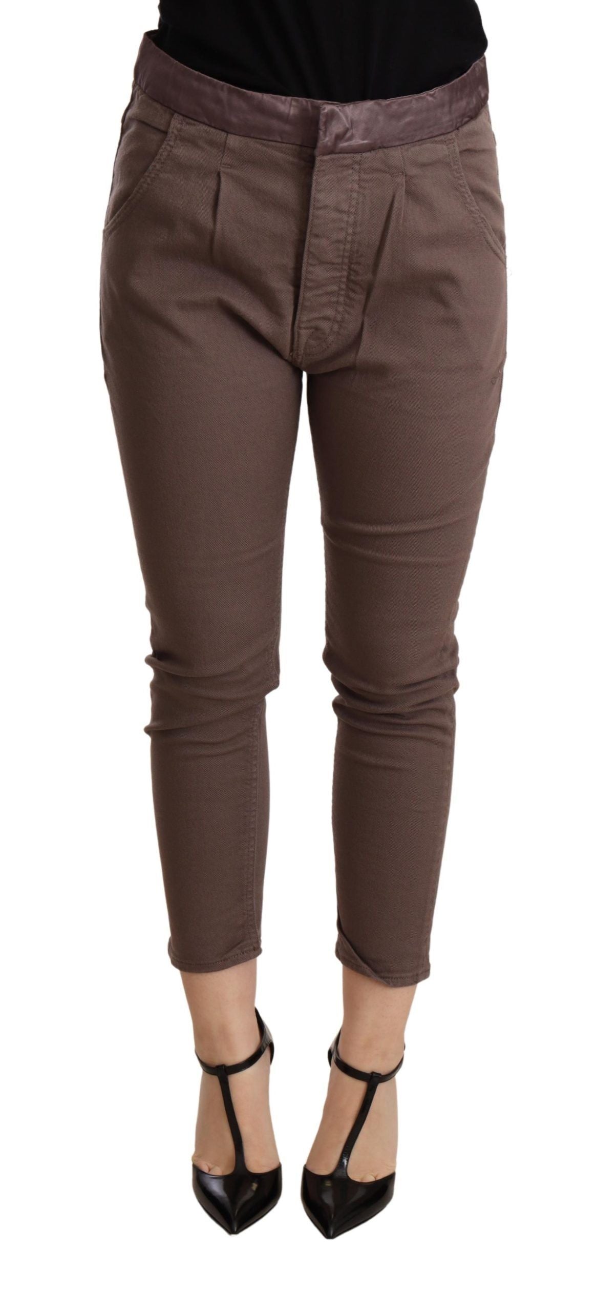 CYCLE Brown Mid Waist Cropped Skinny Stretch Trouser $506.00 CYCLE Luzworld