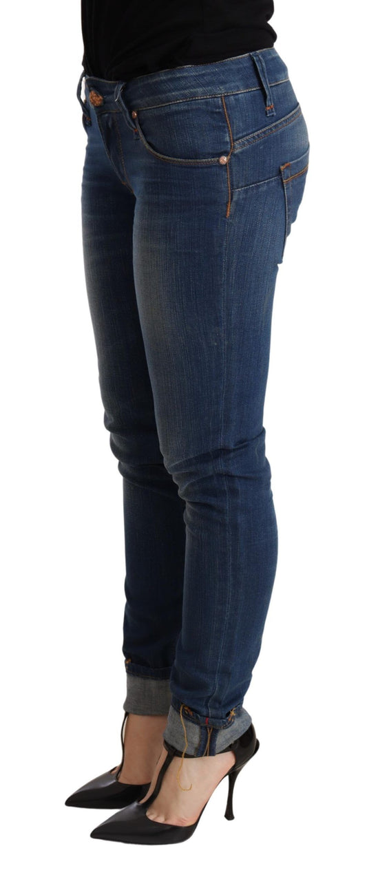 Acht Blue Washed Low Waist Skinny Denim Jeans Pant $611.00 Acht Luzworld