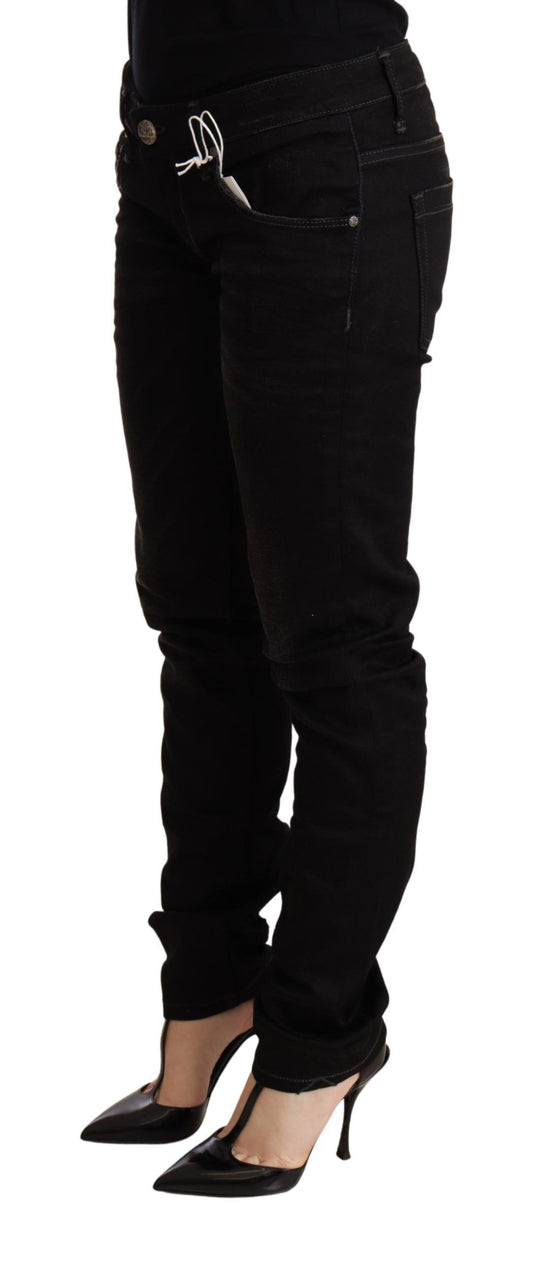 Acht Black Low Waist Skinny Denim Cotton Trouser $611.00 Acht Luzworld