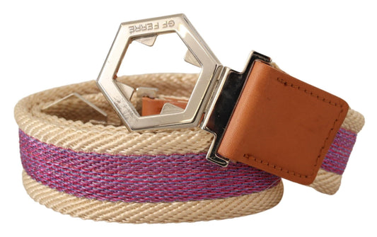 GF Ferre Multicolor Leather Silver Hexagon Logo Buckle Belt $547.00 GF Ferre Luzworld