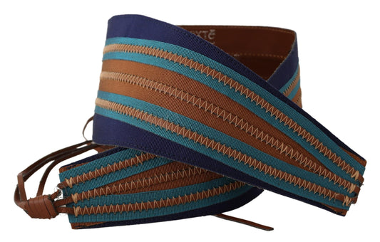 Exte Brown Leather Wide Waistband Tie Fastening Belt $280.00 Exte Luzworld