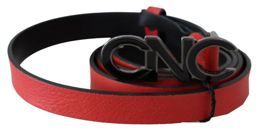 Costume National Red Reversible Leather Logo Belt $280.00 Costume National Luzworld