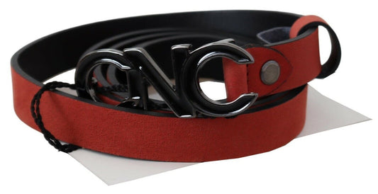 Costume National Red Black Leather Black Logo Buckle Blood Belt $188.00 Costume National Luzworld