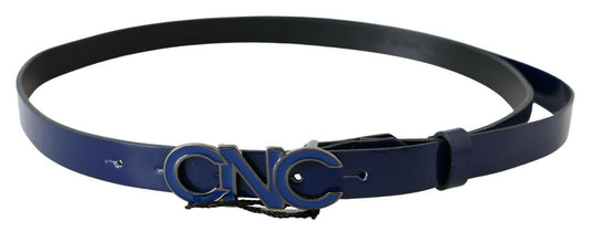 Costume National Blue Leather Logo Skinny Fashion Belt $280.00 Costume National Luzworld