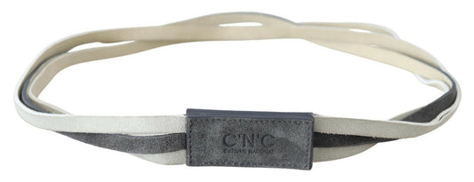 Costume National White Velvet Square Logo Design Waist Belt $231.00 Costume National Luzworld