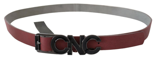 Costume National Maroon Skinny Leather Logo Fashion Belt $280.00 Costume National Luzworld