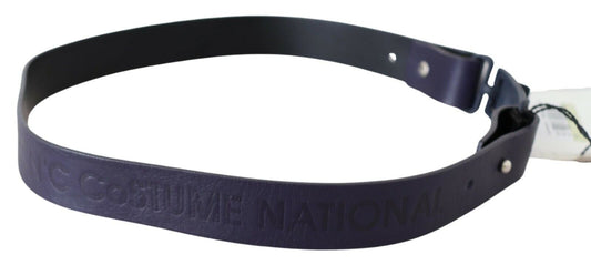 Costume National Black Leather Normal Logo Buckle Waist Belt $231.00 Costume National Luzworld