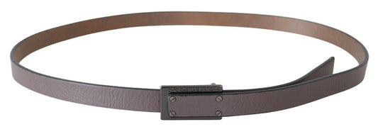 Costume National Brown Leather Tactical Logo Screw Buckle Belt $280.00 Costume National Luzworld