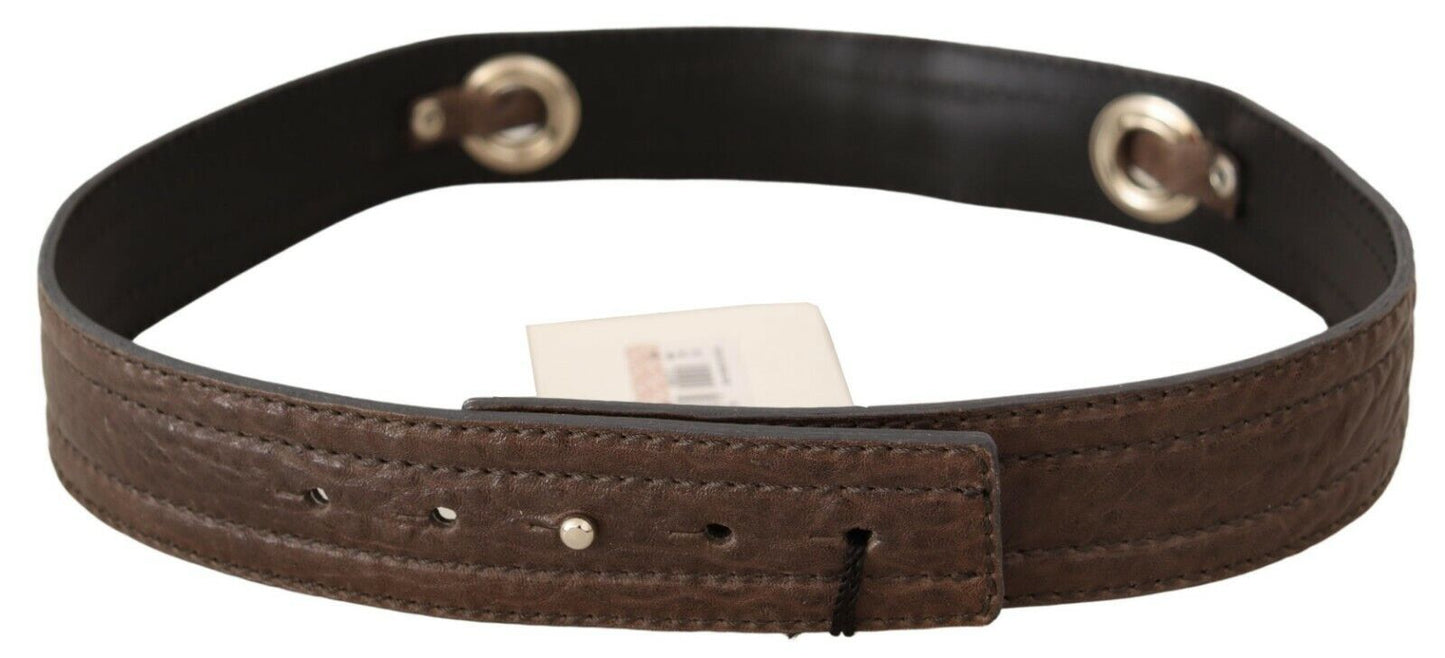 Costume National Brown Leather Silver Fastening Belt $280.00 Costume National Luzworld