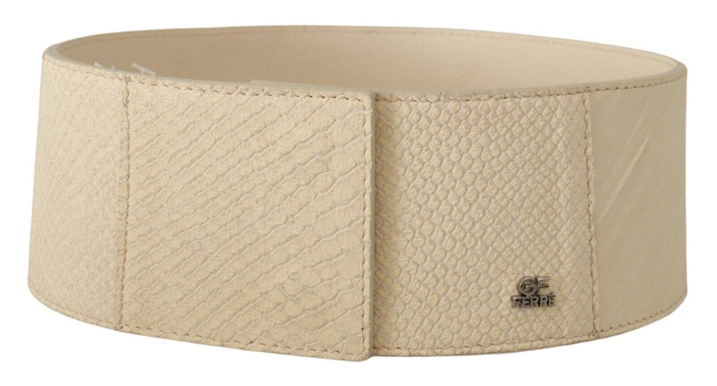GF Ferre White Waxed Cotton Wide Fashion Belt $547.00 GF Ferre Luzworld