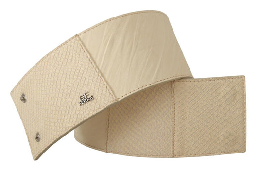 GF Ferre White Waxed Cotton Wide Fashion Belt $547.00 GF Ferre Luzworld