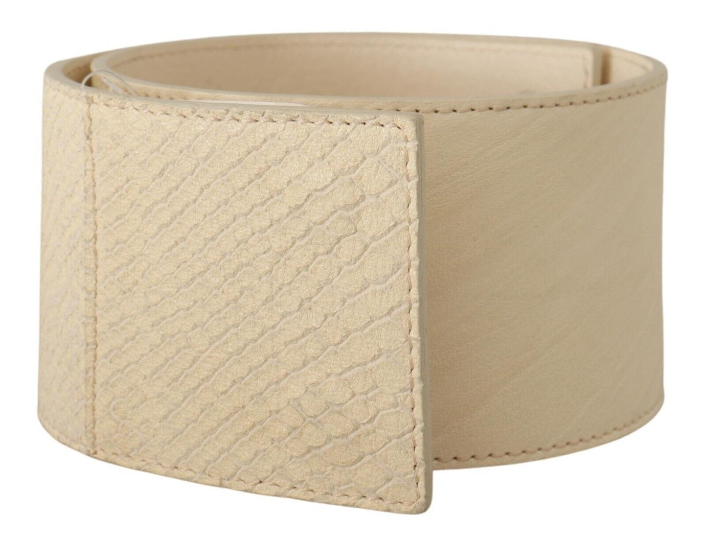 GF Ferre White Waxed Cotton Wide Fashion Belt $547.00 GF Ferre Luzworld