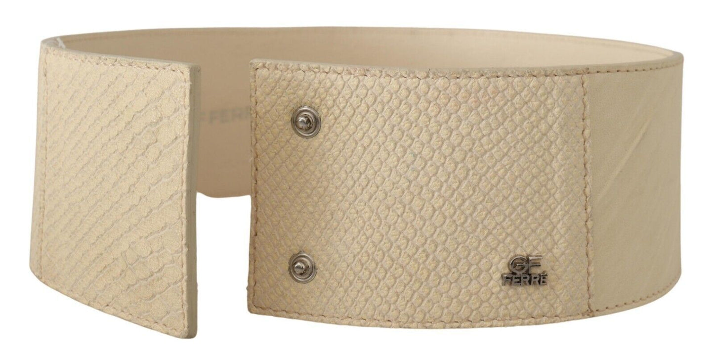 GF Ferre White Waxed Cotton Wide Fashion Belt $547.00 GF Ferre Luzworld