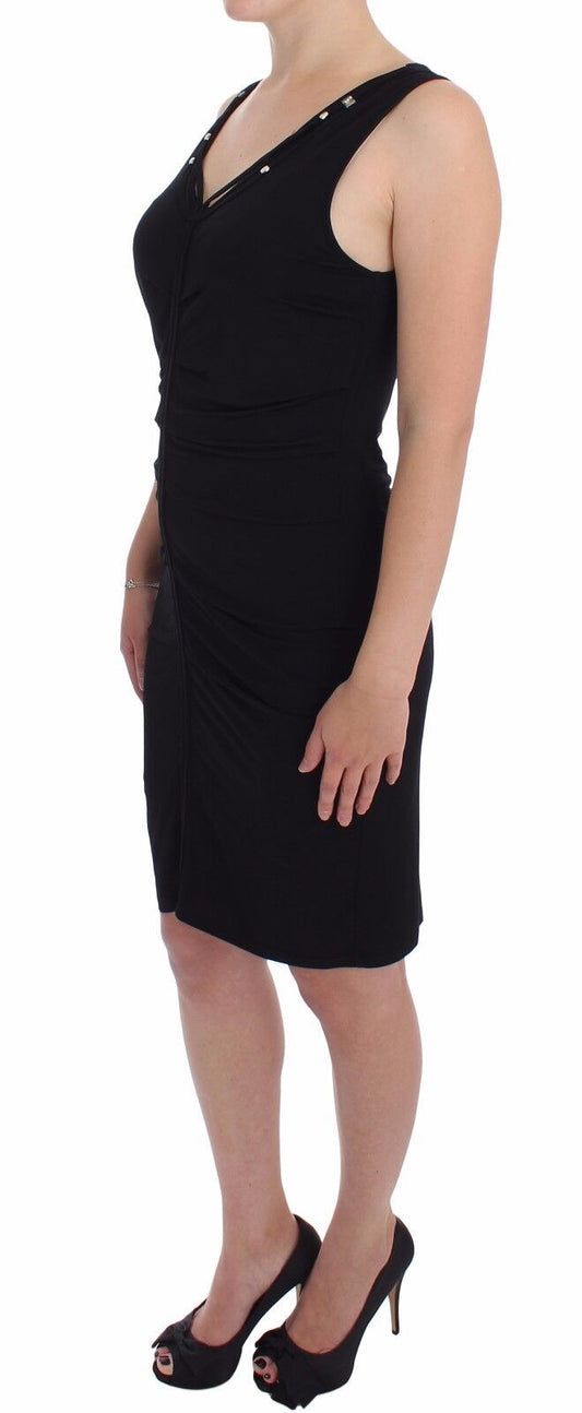 Roccobarocco Black Stretch Wiggle Pencil Sheath Bodycon Dress $674.00 Roccobarocco Luzworld