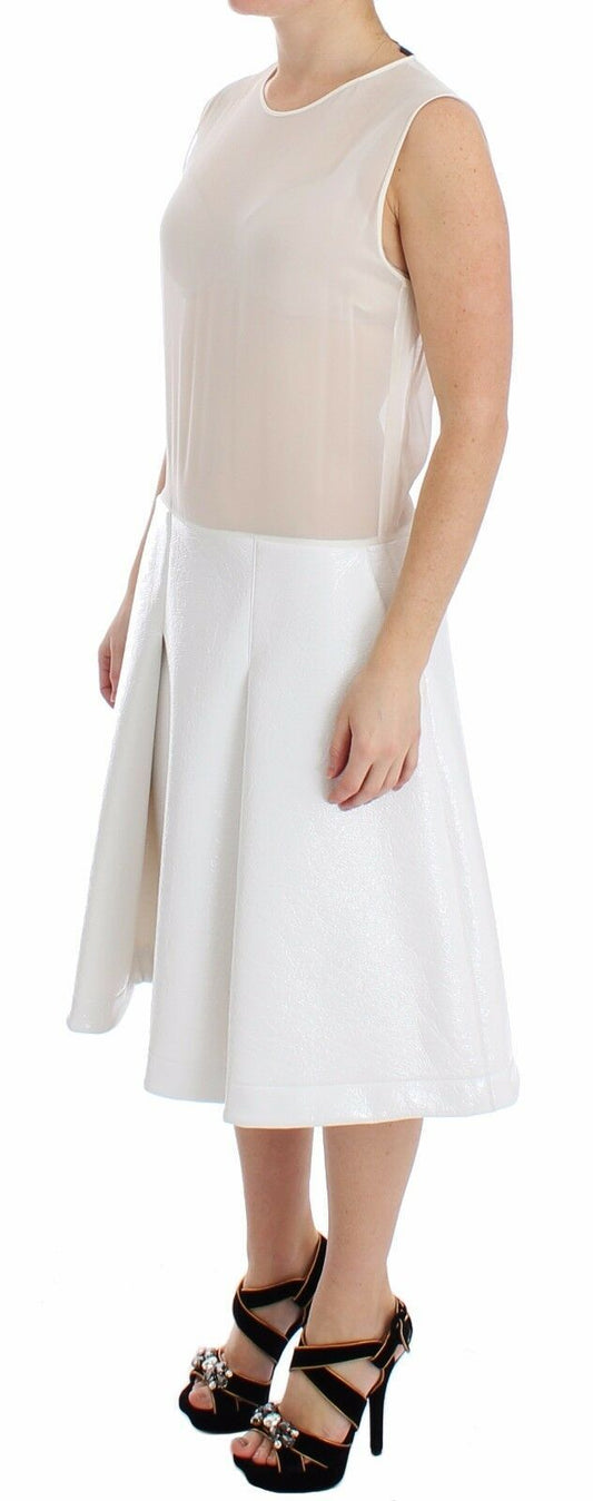 Koonhor White Pleated Bottom Tank Sheath Transparent Dress $1066.00 Koonhor Luzworld