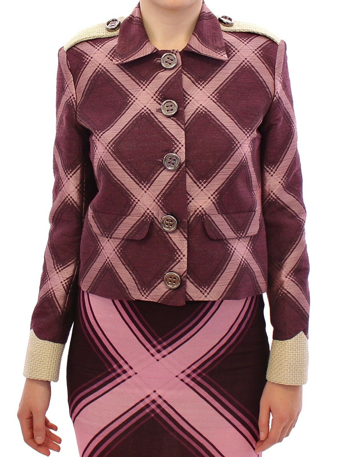 House of Holland Check Trench Coat Blazer Purple Jacket $999.00 House of Holland Luzworld