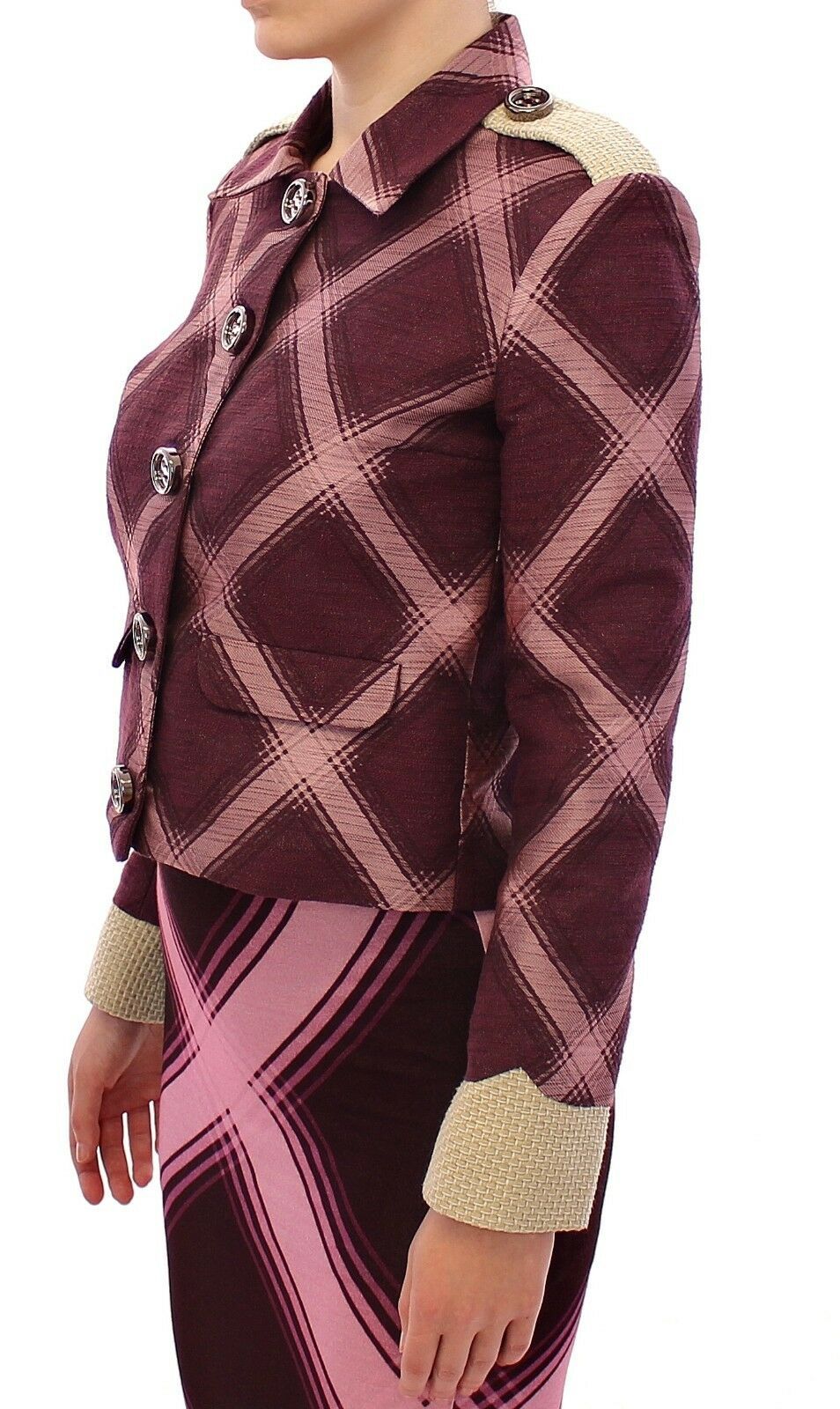 House of Holland Check Trench Coat Blazer Purple Jacket $999.00 House of Holland Luzworld