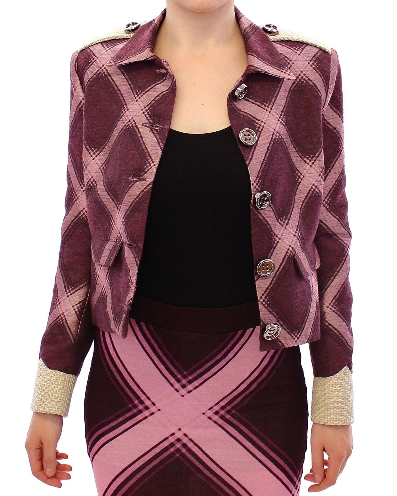 House of Holland Check Trench Coat Blazer Purple Jacket $999.00 House of Holland Luzworld