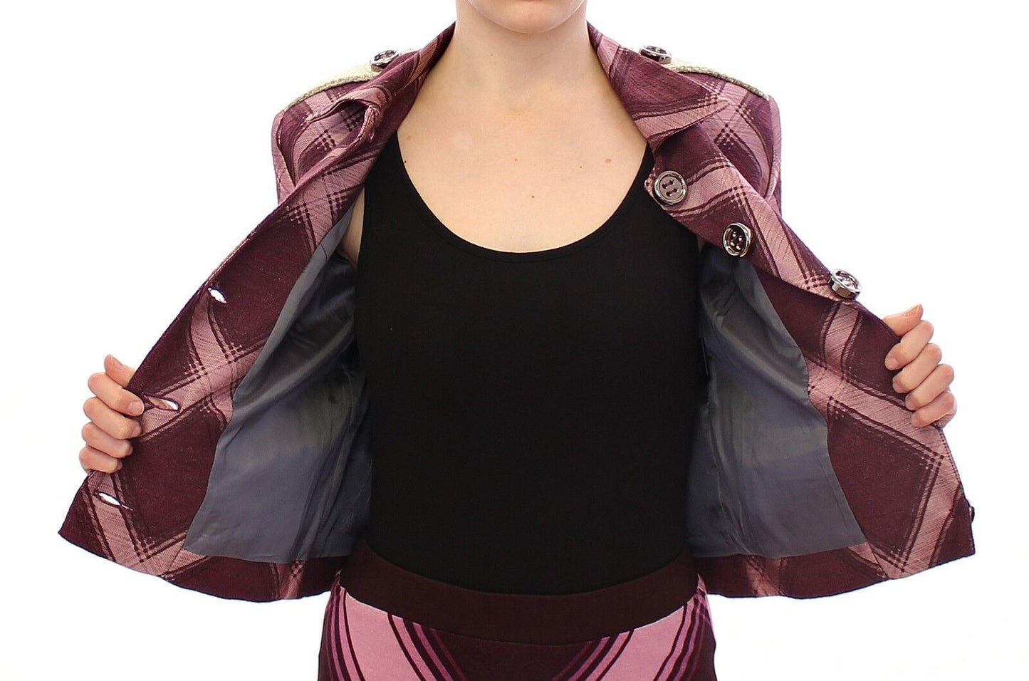 House of Holland Check Trench Coat Blazer Purple Jacket $999.00 House of Holland Luzworld