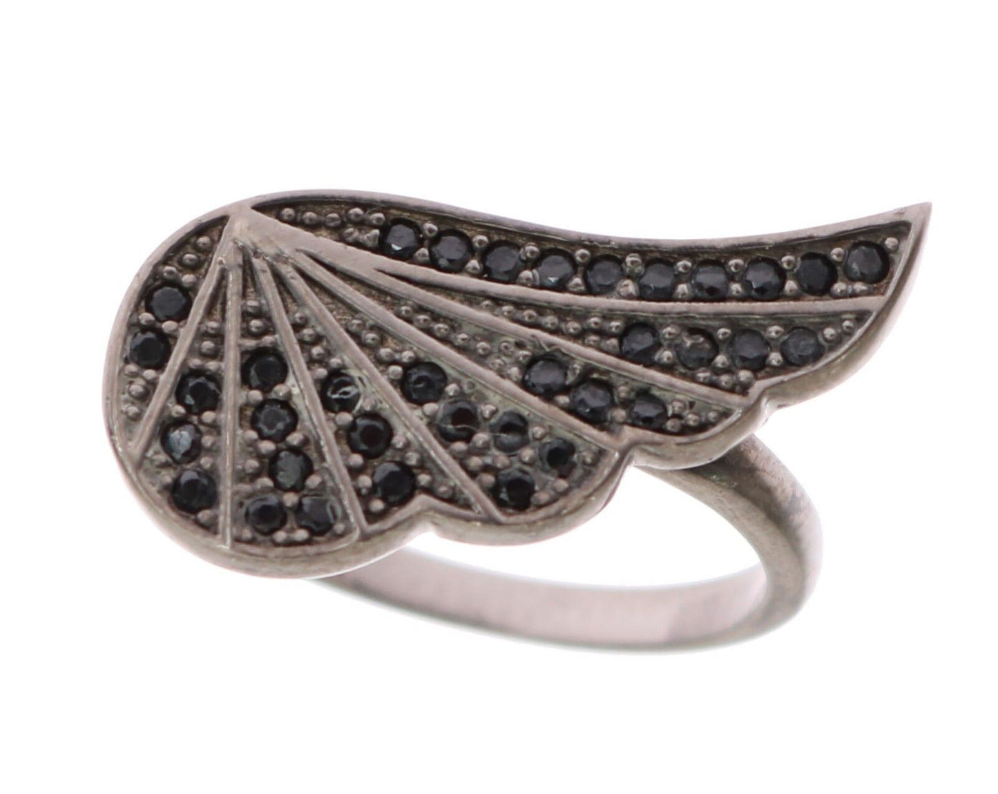 Nialaya Silver Womens Black CZ Rhodium 925 Ring $219.00 Nialaya Luzworld