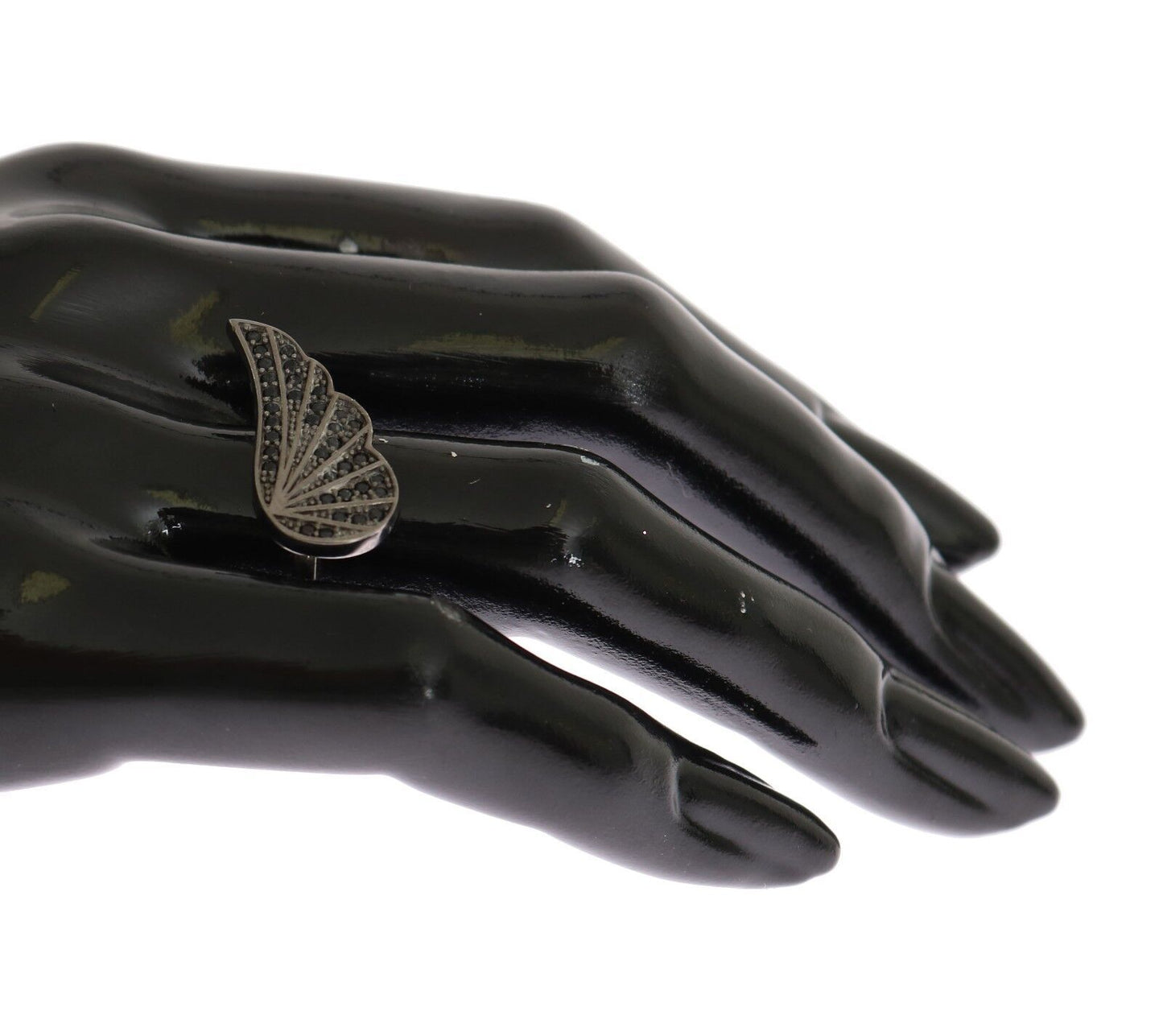 Nialaya Silver Womens Black CZ Rhodium 925 Ring $219.00 Nialaya Luzworld