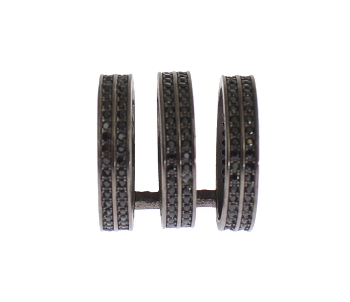 Nialaya Black CZ Rhodium 925 Silver Ring $280.00 Nialaya Luzworld