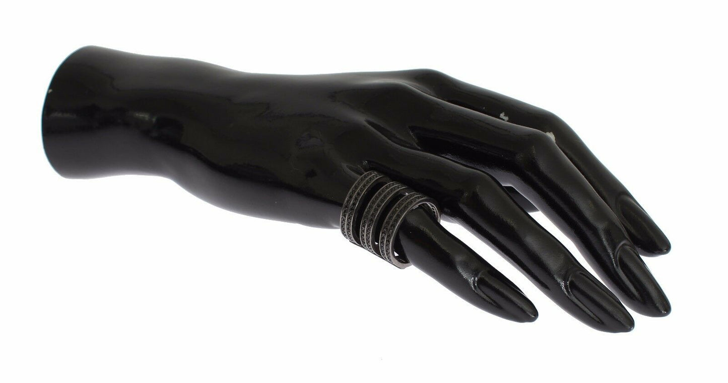 Nialaya Black CZ Rhodium 925 Silver Ring $280.00 Nialaya Luzworld