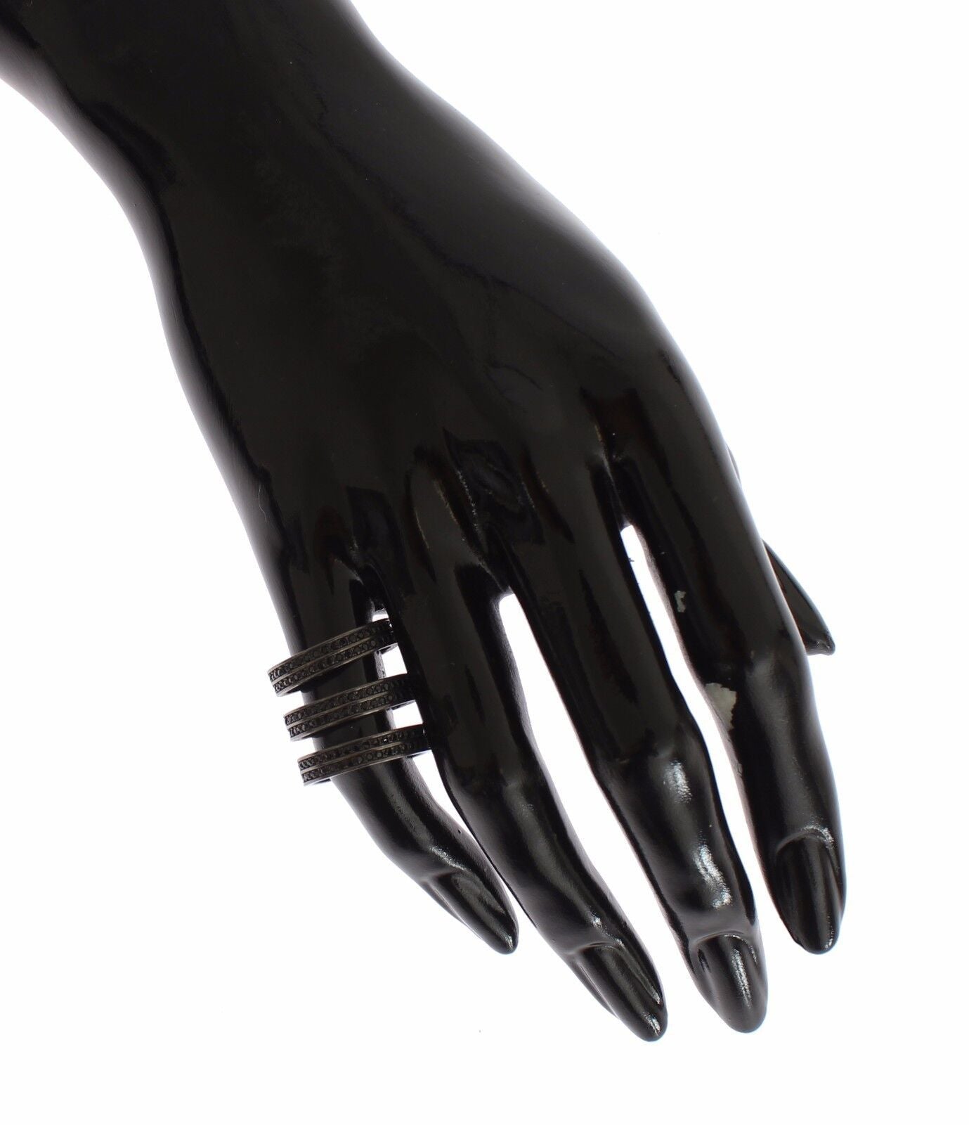 Nialaya Black CZ Rhodium 925 Silver Ring $280.00 Nialaya Luzworld