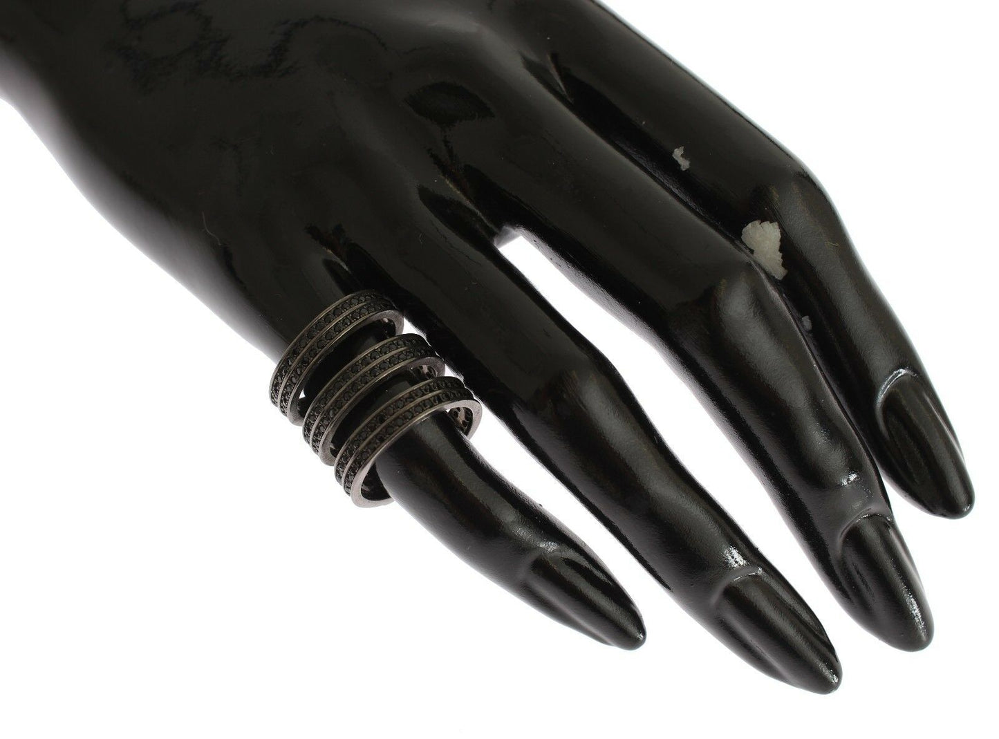 Nialaya Black CZ Rhodium 925 Silver Ring $280.00 Nialaya Luzworld