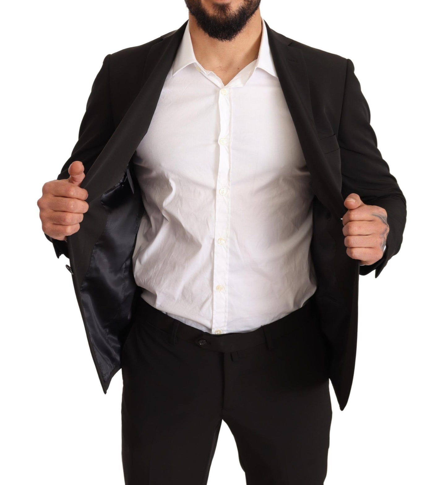 Domenico Tagliente Black Polyester Slim 2 Piece Set TAGLIENTE Suit $1684.00 Domenico Tagliente Luzworld