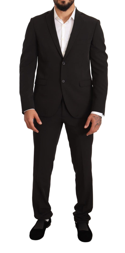 Domenico Tagliente Black Polyester Slim 2 Piece Set TAGLIENTE Suit $1684.00 Domenico Tagliente Luzworld