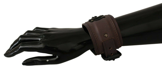 Scervino Street Brown Leather Branded Wide Buckle Closure Bracelet $231.00 Scervino Street Luzworld