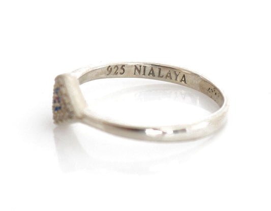 Nialaya Blue Red CZ 925 Silver Womens Clear Ring $280.00 Nialaya Luzworld