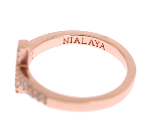 Nialaya Pink Gold 925 Silver Womens Cross CZ Ring $280.00 Nialaya Luzworld