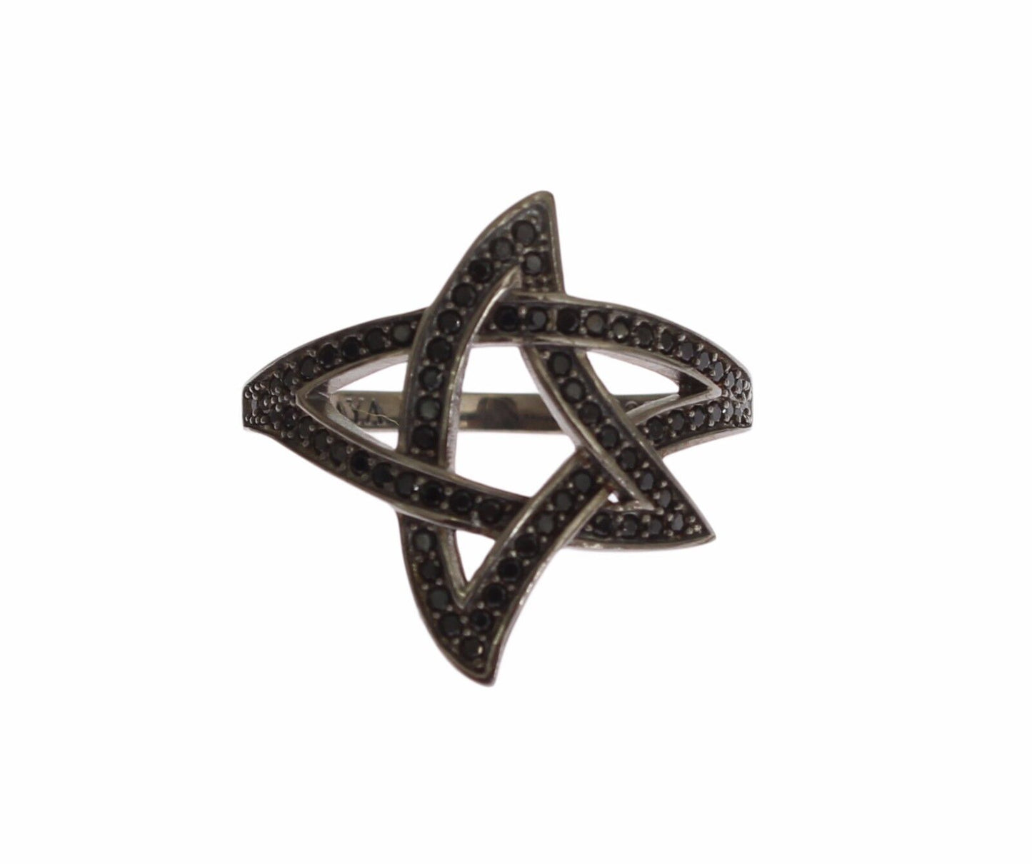 Nialaya Black CZ Rhodium 925 Silver Womens Ring $219.00 Nialaya Luzworld