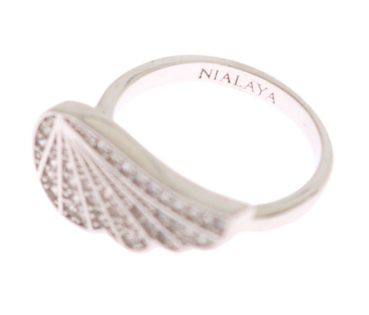 Nialaya Silver Womens Wing Clear CZ 925 Silver Ring $219.00 Nialaya Luzworld