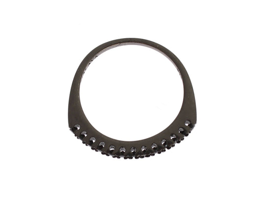 Nialaya Black CZ Rhodium 925 Silver Womens Ring $219.00 Nialaya Luzworld