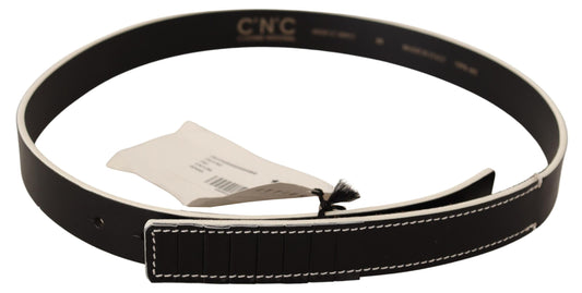 Costume National Black White Leather Fashion Waist Belt $231.00 Costume National Luzworld