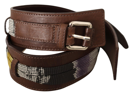 Costume National Brown Leather Silver Buckle Belt $280.00 Costume National Luzworld