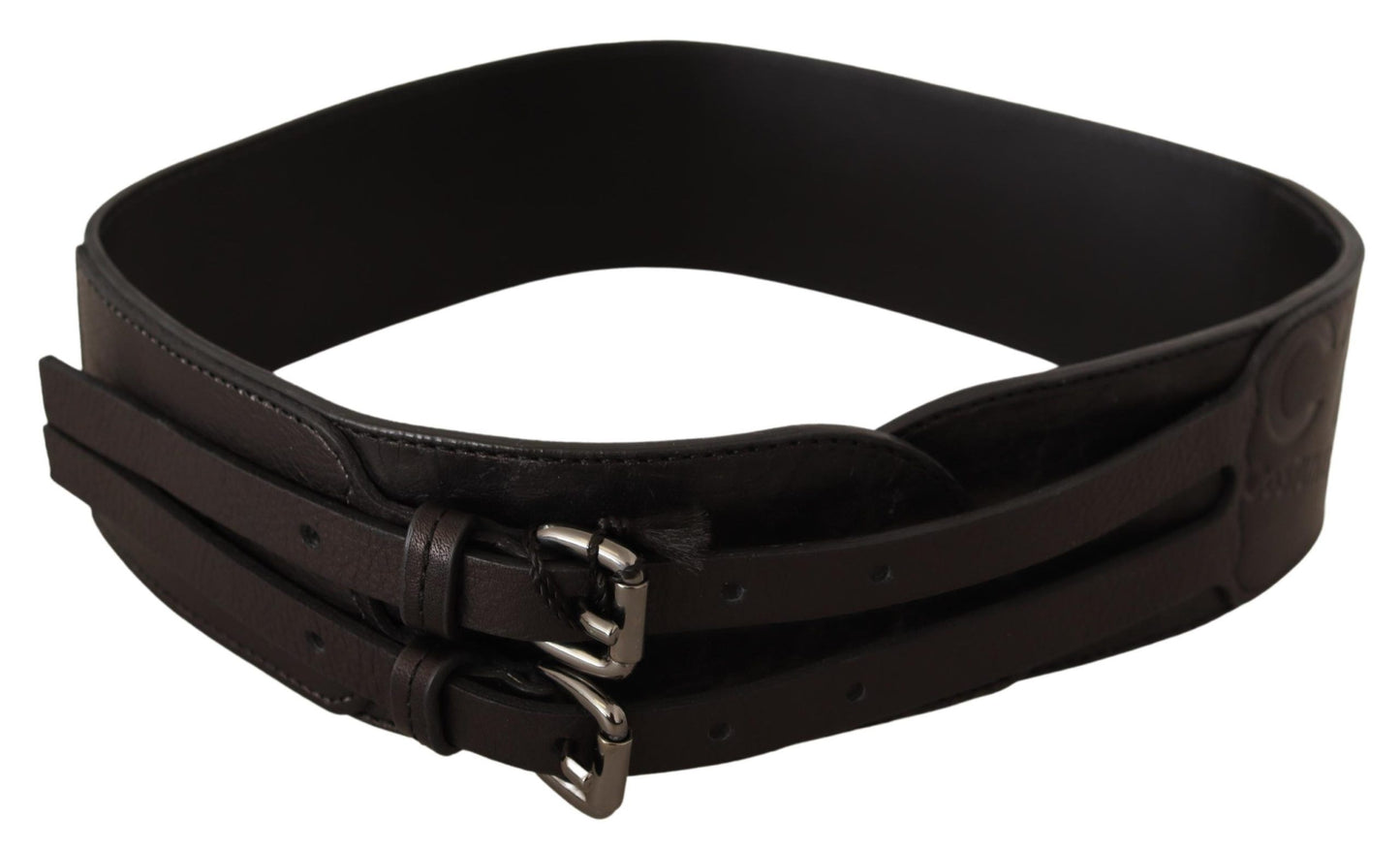 Costume National Dark Brown Leather Double Buckle Belt $547.00 Costume National Luzworld