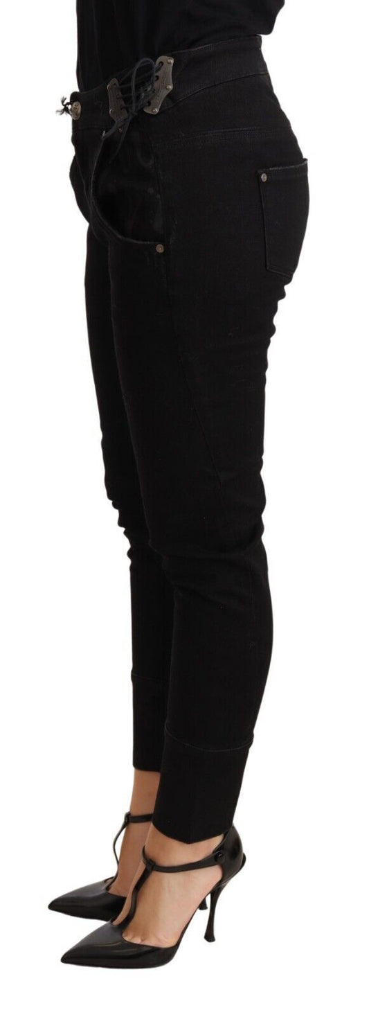 Ermanno Scervino Black Low Waist Skinny Slim Trouser Cotton Jeans $1066.00 Ermanno Scervino Luzworld