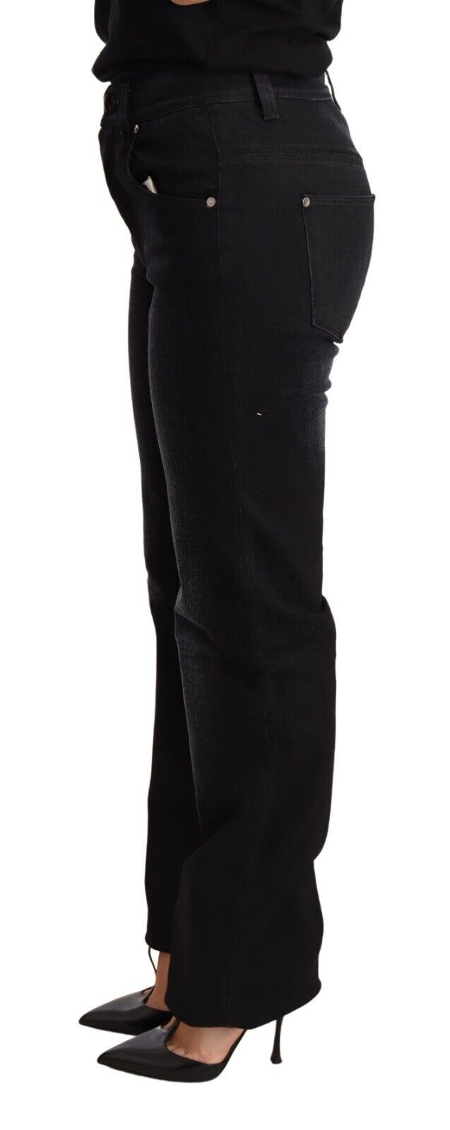 Ermanno Scervino Black Washed Straight Denim Trouser Cotton Jeans $1066.00 Ermanno Scervino Luzworld