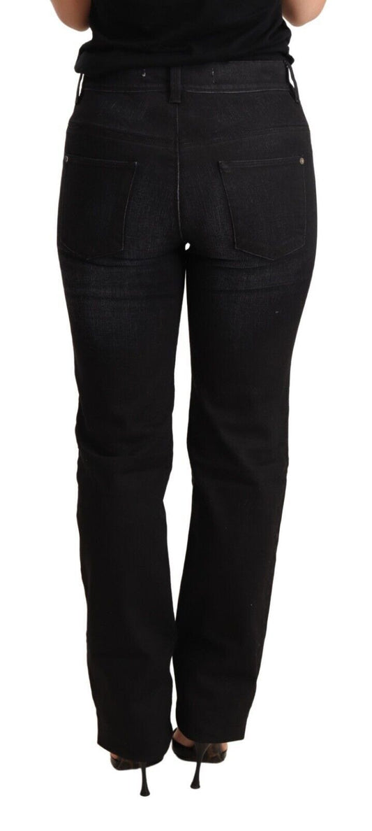 Ermanno Scervino Black Washed Straight Denim Trouser Cotton Jeans $1066.00 Ermanno Scervino Luzworld