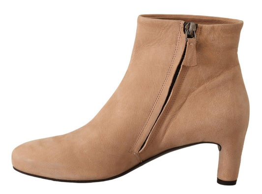 DEL CARLO Beige Suede Leather Mid Heels Pumps Boots Shoes $935.00 DEL CARLO Luzworld