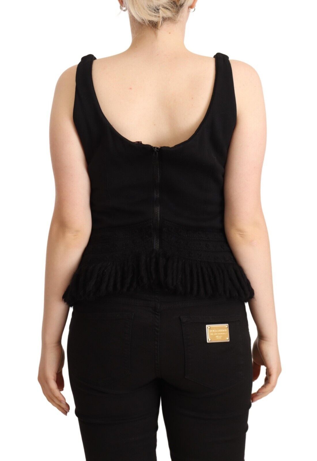 Ermanno Scervino Black Cotton Sleevelesss Tank Casual Top $280.00 Ermanno Scervino Luzworld