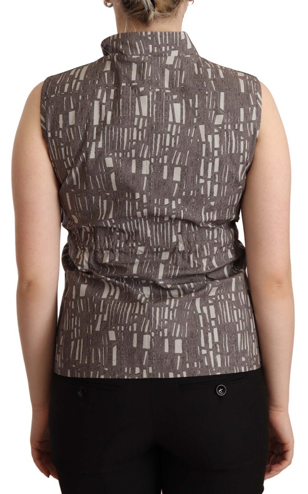 Comeforbreakfast Brown Black Vest Leather Sleeveless Top Blouse $869.00 Comeforbreakfast Luzworld