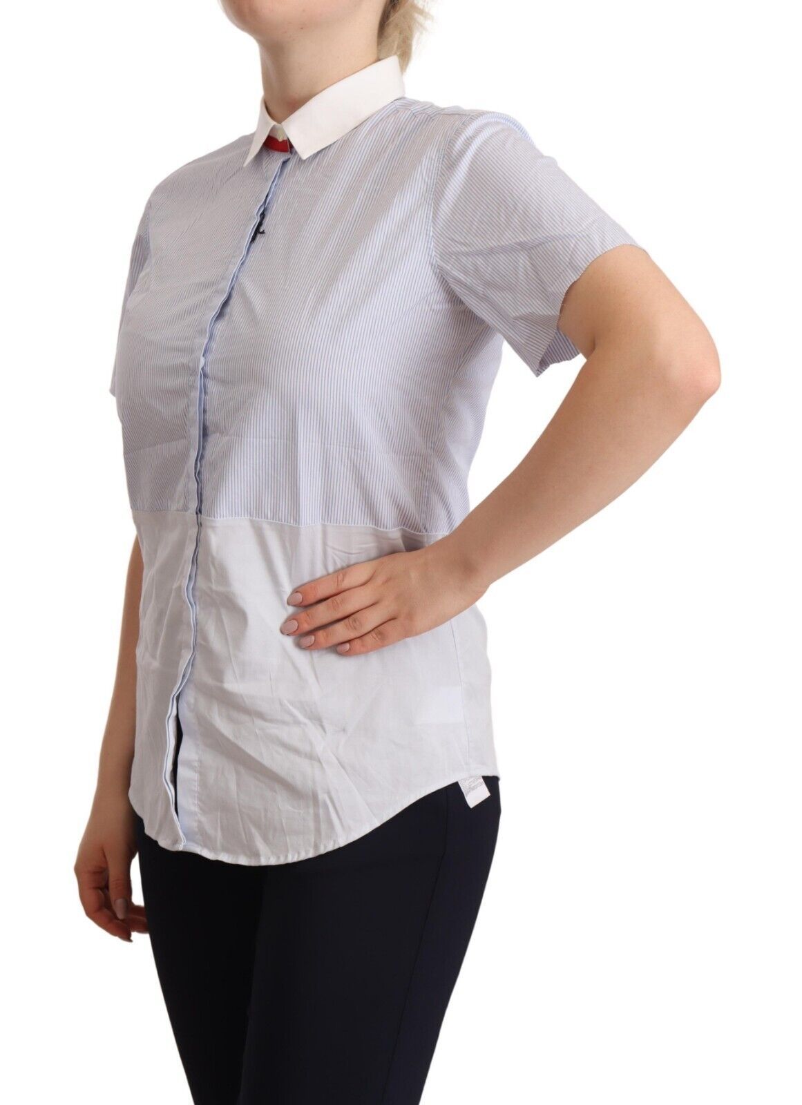 AGLINI Light Blue Cotton Short Sleeves Collared Polo Top $280.00 AGLINI Luzworld